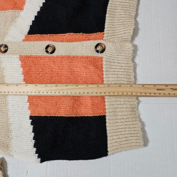 C+D+M NEW Sweater Size S Womens Orange Black Tan Button Cardigan Long Sleeve - Picture 12 of 13